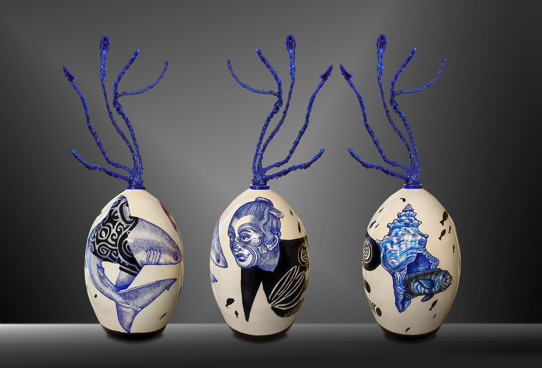 BORA BORA / Balise Motu Toopua / sculpture ceramique elia pagliarino