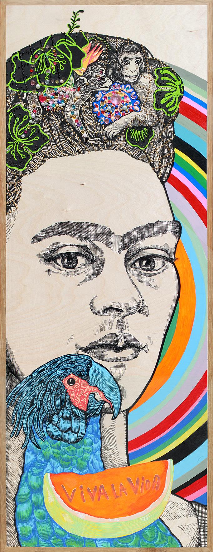 Frida III / peinture sur bois / 34 x 90 cm / Elia Pagliarino