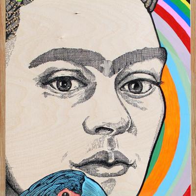 Frida III / peinture sur bois / 34 x 90 cm / Elia Pagliarino