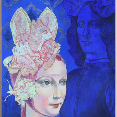 La Dame à l'Hermine (d'après Léonard de Vinci) / 92 x 125 cm / Elia Pagliarino / VENDUE
