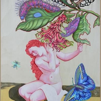 La Métamorphose des Papillons / peinture sur bois Elia pagliarino / VENDUE