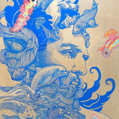 Neptune / peinture sur bois 90 x 115 cm / Elia Pagliarino / VENDUE