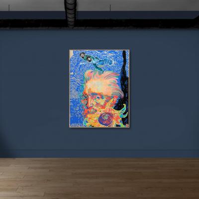 Van Gogh au Tournesol / peinture sur bois / 90 x 115 cm