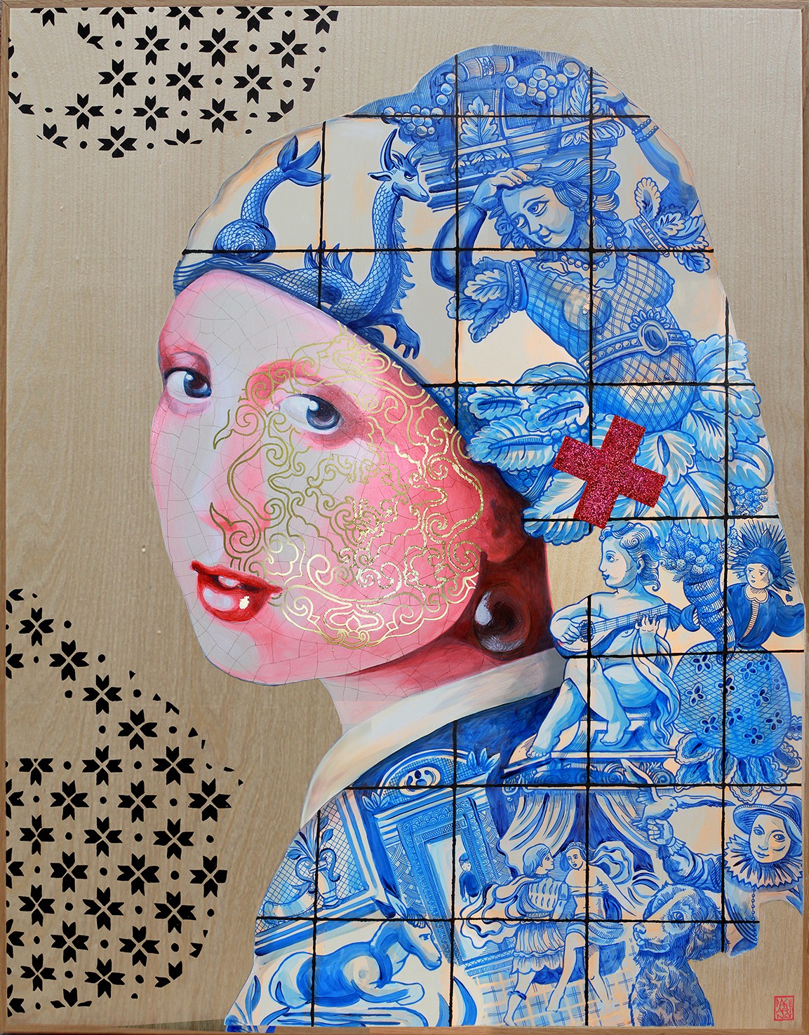 La Jeune Fille à la Perle I (d'après Vermeer) / Elia Pagliarino / 90 x 115 cm / VENDUE