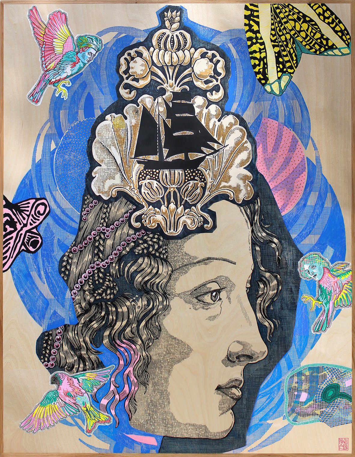 Simonetta, Sandro i Amerigo (d'après Botticelli) / Elia Pagliarino / 90 x 115 cm