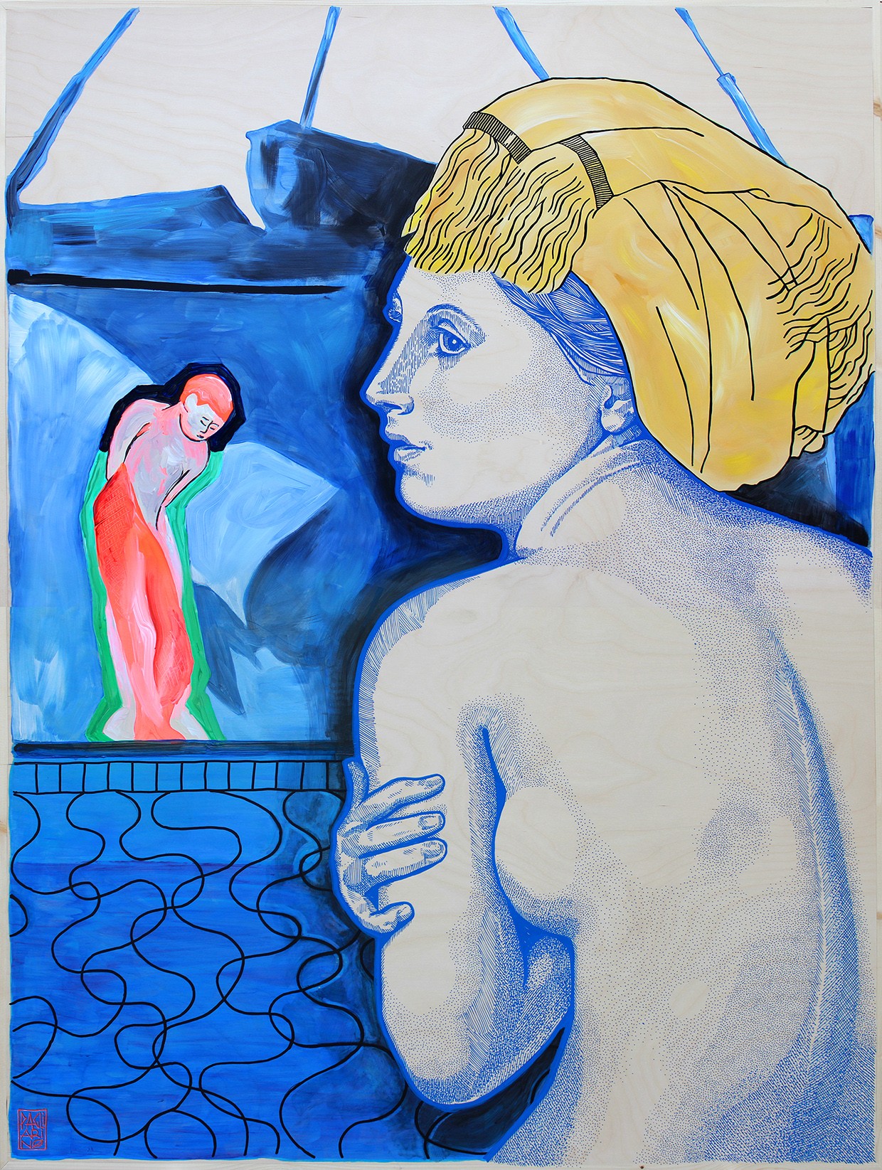 Swimming Pool (d'après Ingres, Matisse et Hockney) / Elia Pagliarino / 78 x 103.5 cm