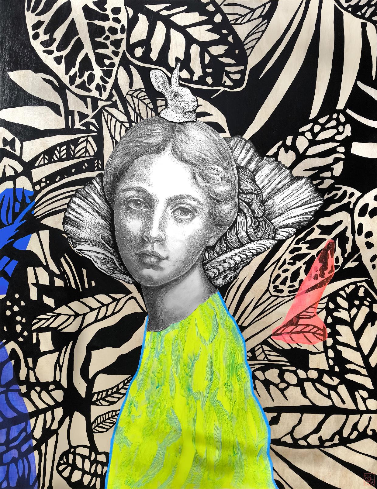 Alice and the white rabbit peinture elia pagliarino bdf