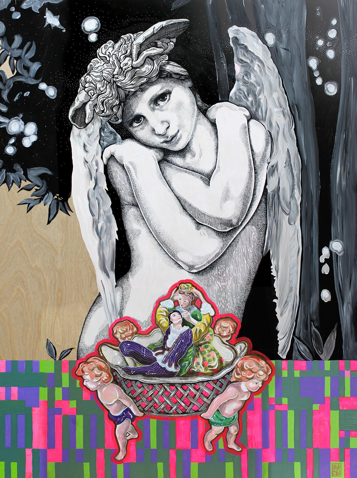 Cupidon et les Amours (d'apres Bouguereau) / 90 x 115 cm